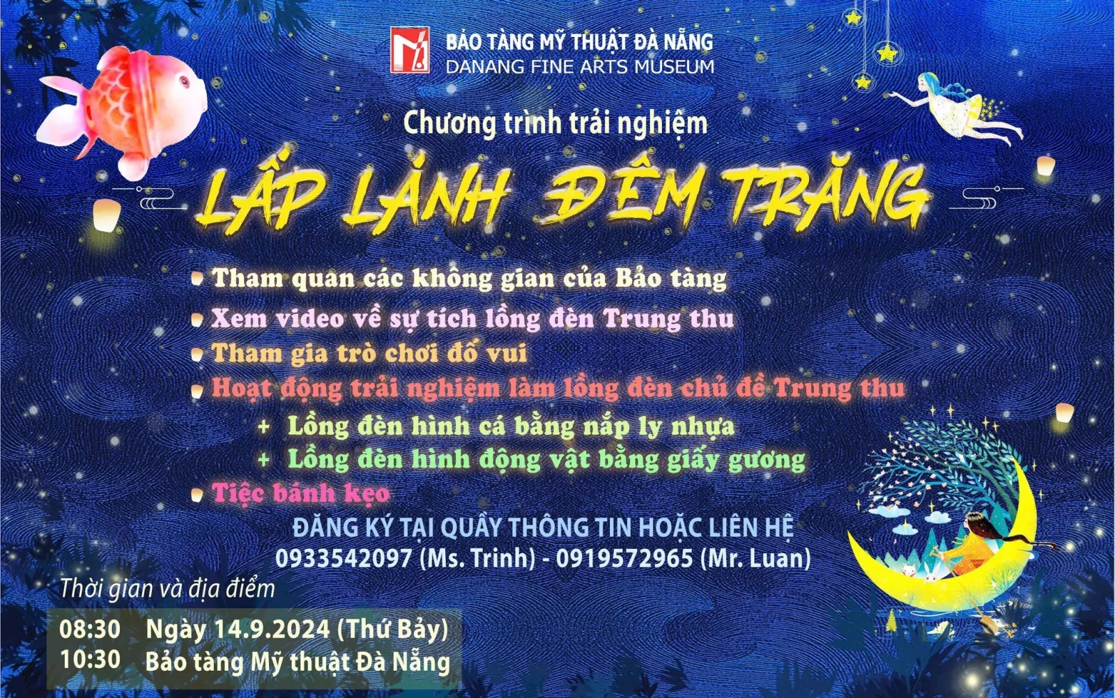 Chương trình trải nghiệm “Lấp lánh đêm trăng” năm 2024 tại Bảo tàng Mỹ thuật Đà Nẵng