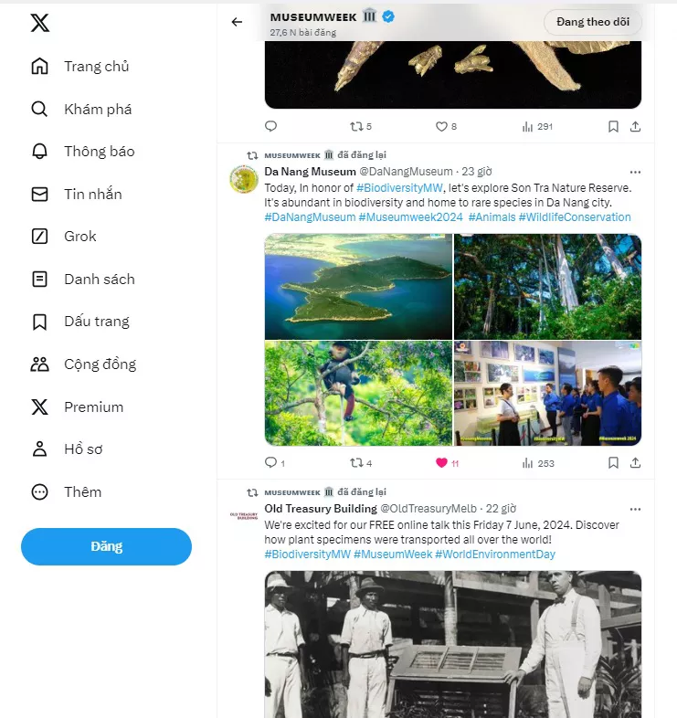 TUẦN LỄ BẢO TÀNG 2024 (MUSEUM WEEK 2024) – TIẾP TỤC GỬI GẮM THÔNG ĐIỆP VỀ THIÊN NHIÊN VÀ VĂN HÓA